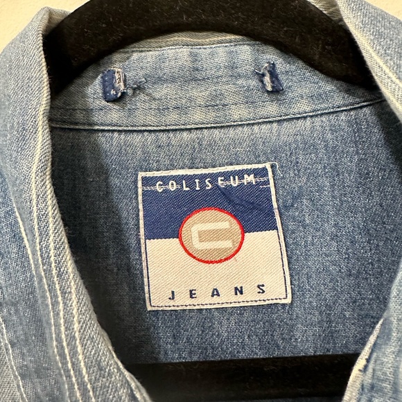 VINTAGE Coliseum Jeans Denim pinstripe short sleeve button down - Picture 4 of 5